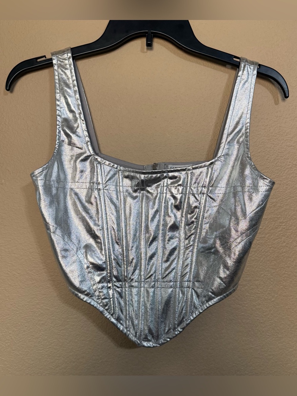 Women’s Fashion Nova Silver Metallic Corset Top Size (S)